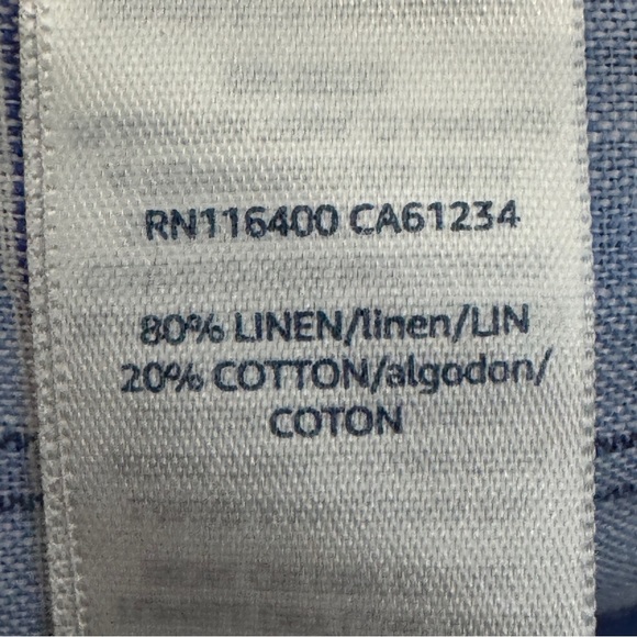 Buttoned Down Blue Linen Blend Check Long Sleeve Shirt Men’s Medium - Picture 5 of 6